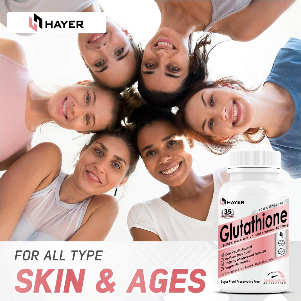 HAYER Glutathione-Tablets 1000mg, Reduces Pigmentation, Dark Patches And Face Fine Lines-60 Tablet