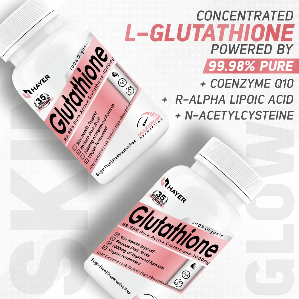HAYER Glutathione-Tablets 1000mg, Reduces Pigmentation, Dark Patches And Face Fine Lines-60 Tablet
