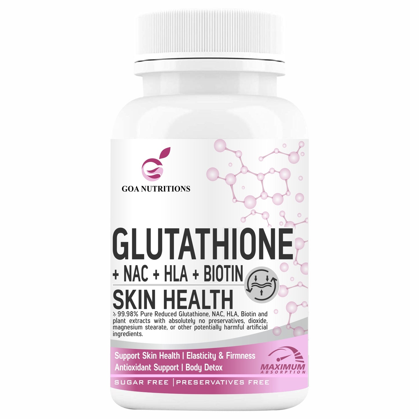 GOA NUTRITIONS Glutathione Tablets 1000mg For Skin, Face, and Hair For Men & Women 60 Tablet