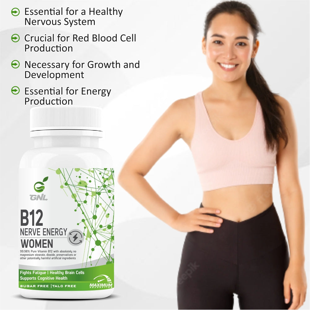 GNL Vitamin B12 Supplements For Women With Absorption Enhancers -30 Tablets