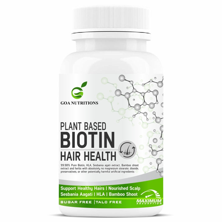 GOA NUTRITIONS Plant Based Biotin For Hair Growth or Women Men- 60 Tablets