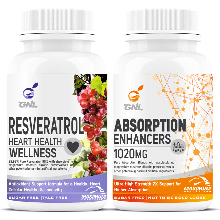 GNL Resveratrol Supplements 600mg With Grape Seed, And Absorption Enhancers For Higher Bioavailability -60 Capsules