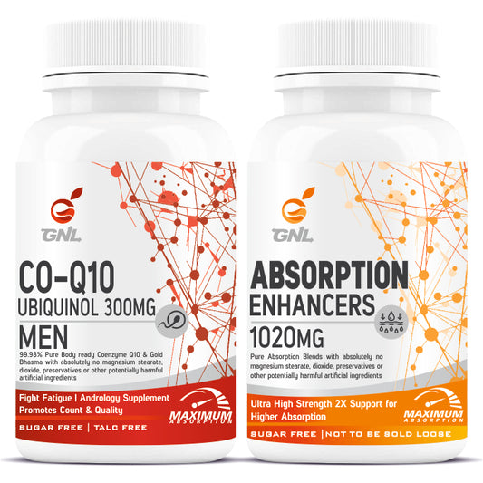 GNL Coenzyme Q10 300mg (coq10 supplement) With Absorption Enhancer Botanical Extracts For Men -30 Ubiquinol Capsules