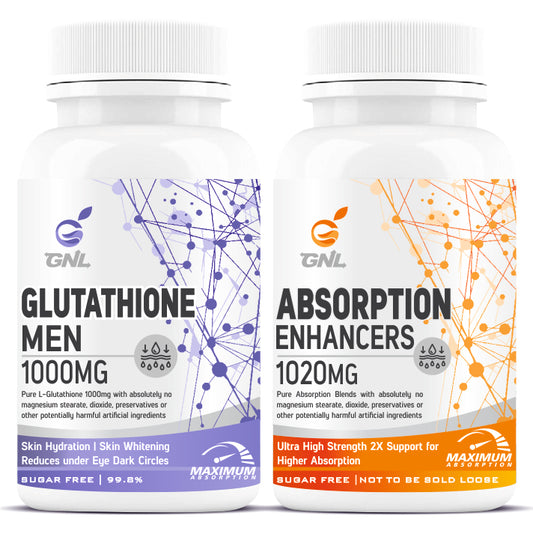 GNL Glutathione Tablets 1000mg For Men With Absorption Enhancers For Skin Whitening-60 Tablets