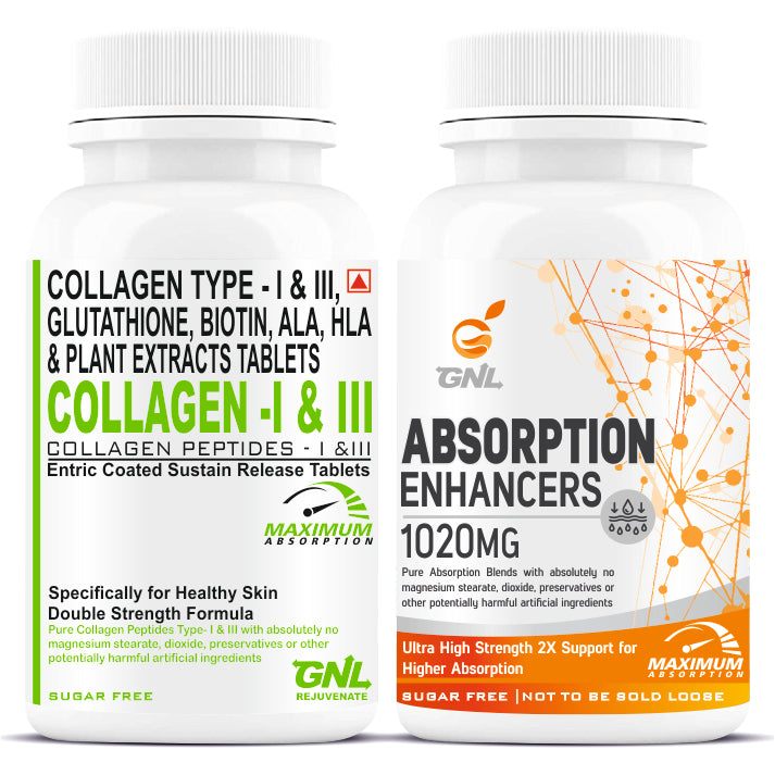 GNL Hydrolyzed Collagen Peptides Type 1 And 3 For Men, Women -60 Tablets