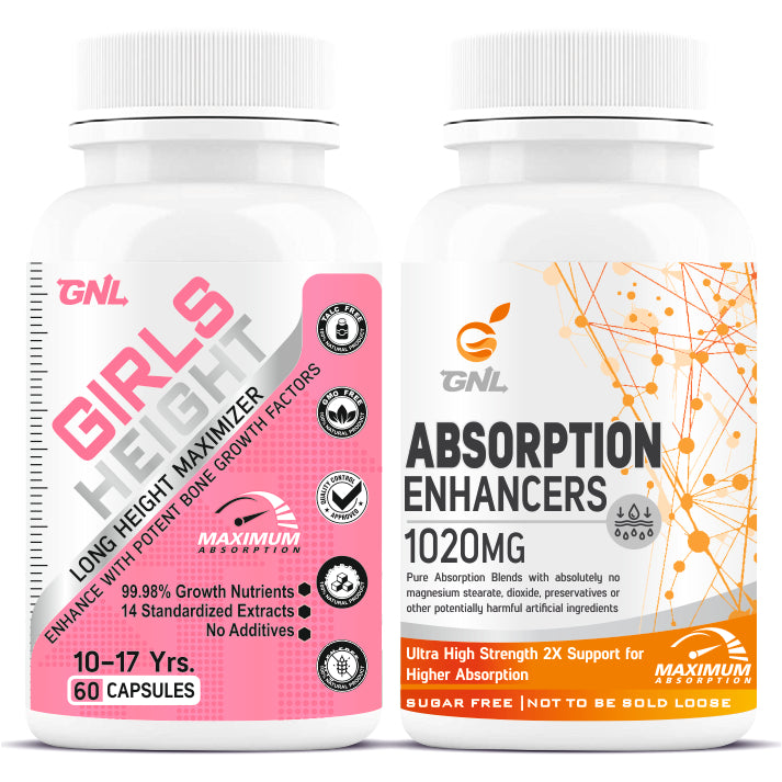 GNL Height Increase Medicine For Girls, With Growth Support Supplements To Promote Strong Bones, And High Muscle Mass -60 Capsules