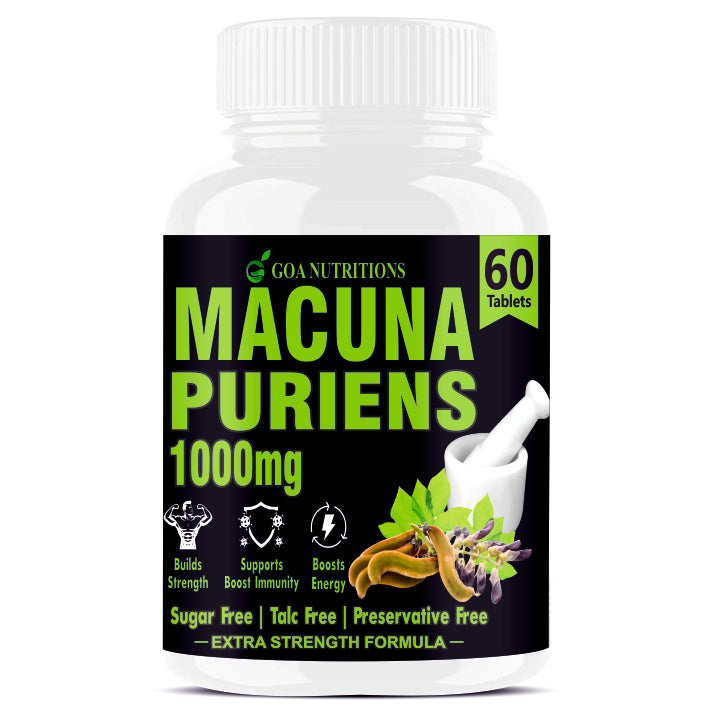 GOA NUTRITIONS Mucuna Pruriens Tablets Kapikachhu Extract 2000 mg (20% L-Dopa) To Support As Energy Booster -60 (Pack 1)