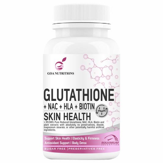 GOA NUTRITIONS Glutathione Tablets 1000mg For Skin, Face, and Hair For Men & Women 60 Tablet