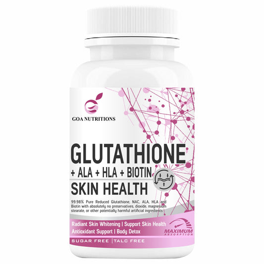 GOA NUTRITIONS Glutathione Tablets 1000mg For Skin, Face, and Hair For Men & Women 60 Tablet