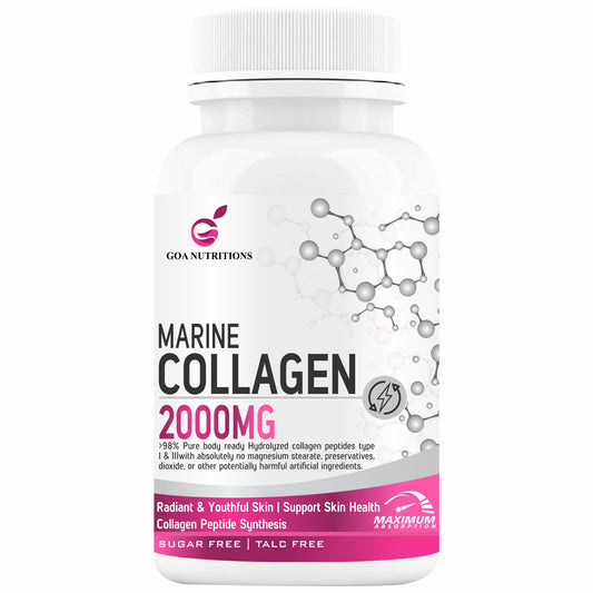 GOA NUTRITIONS Marine Collagen Powder for Skin, Hair Supplement for Men, Women - 60 Tablets