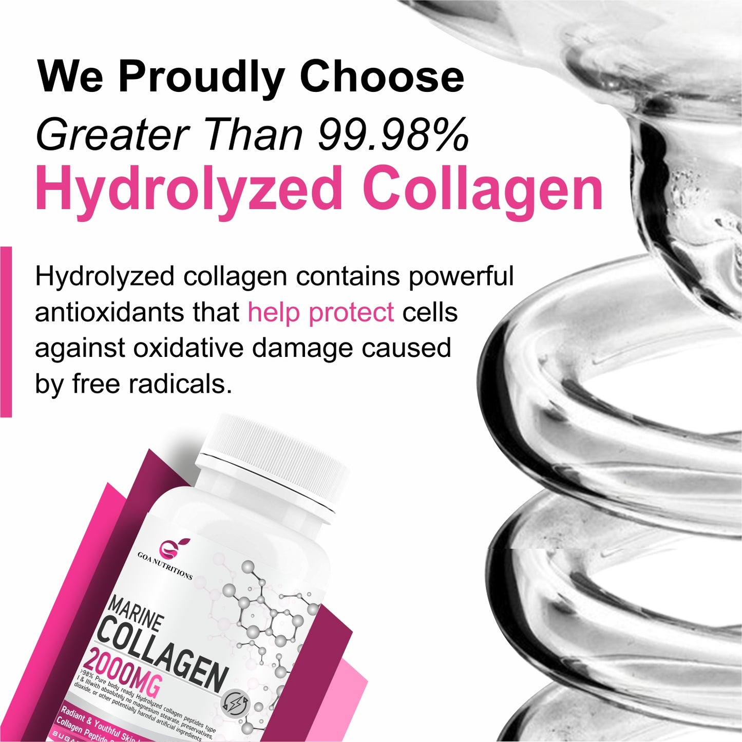 GOA NUTRITIONS Marine Collagen Powder for Skin, Hair Supplement for Men, Women - 90 Tablets