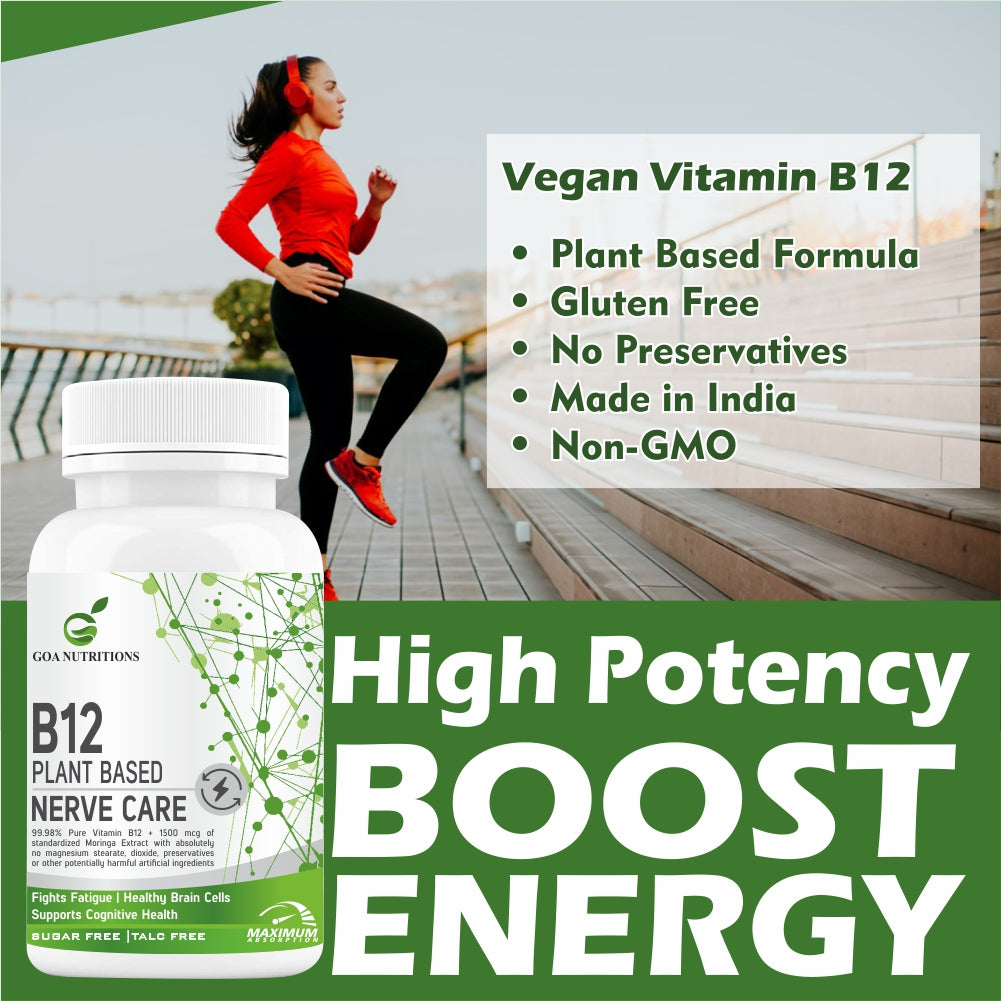 GOA NUTRITIONS Vitamin B12 Supplements For Men And Women 1500 Mcg- 60 Tablets