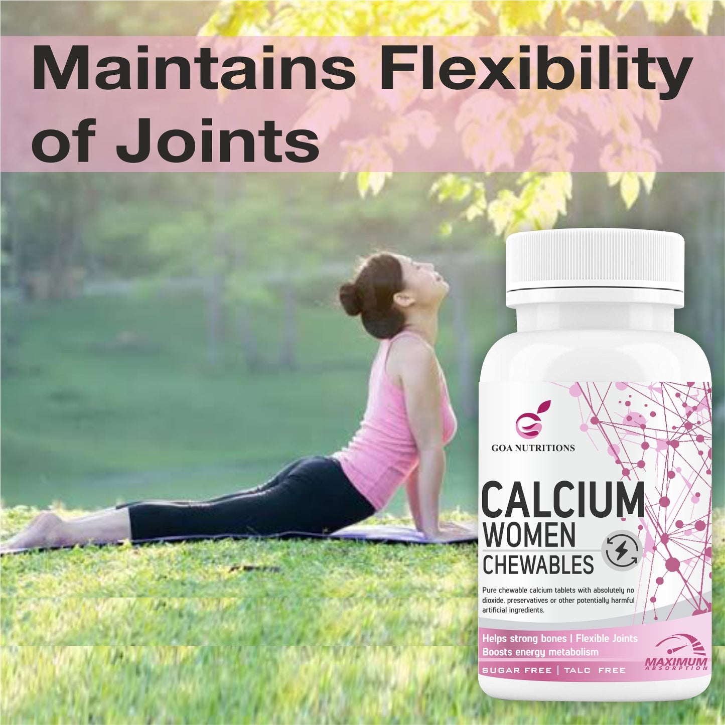 GOA NUTRITIONS Calcium Tablets For Women 120 Chewable Tablet