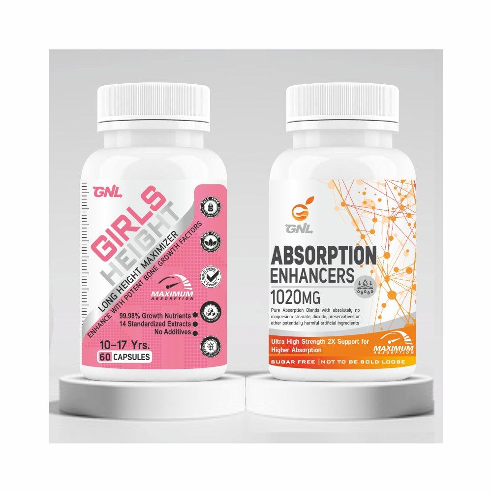 GNL Height Increase Medicine For Girls, With Growth Support Supplements To Promote Strong Bones, And High Muscle Mass -60 Capsules - Image #1
