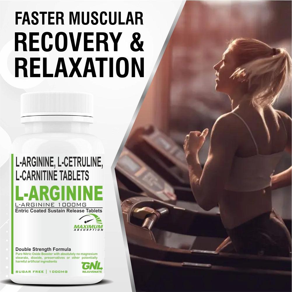 GNL L Arginine 1000mg Nitric Oxide Supplement with l carnitine, L Citrulline - 60 Veg No Sugar Tablets - Image #6