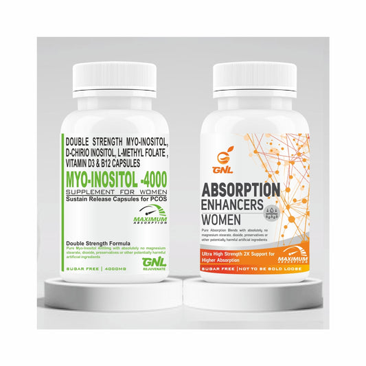 GNL PCOS Supplements For Women With 40:1 Ratio Myo-Inositol, D-Chiro-Inositol 60 Sugar-Free Capsule