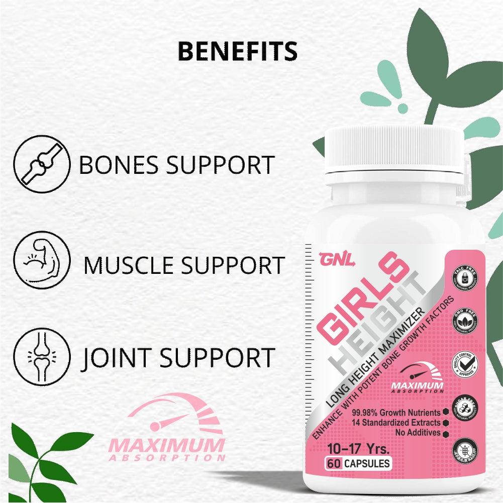 GNL Height Increase Medicine For Girls, With Growth Support Supplements To Promote Strong Bones, And High Muscle Mass -60 Capsules - Image #7