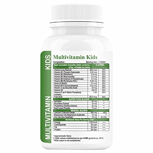 GOA NUTRITIONS Multivitamin For Kids Green Apple Flavour 60 Chewable Tablets