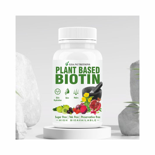 GOA NUTRITIONS Plant Based Biotin For Hair Growth or Women Men- 60 Tablets