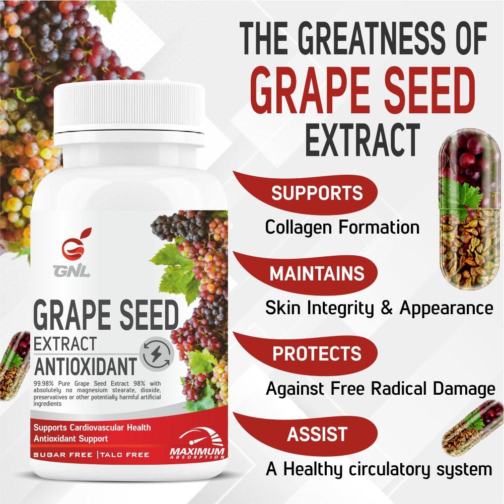 GNL Grape Seed Extract-Standardized to 95% Polyphenols, 800 mg per serving, Phytonutrient Antioxidant Support -60 Capsule - Image #5