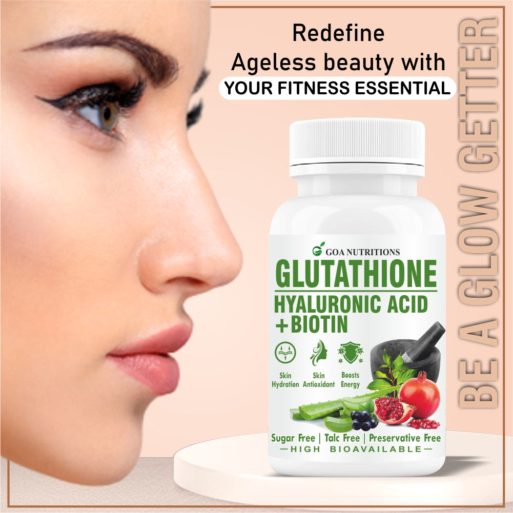 GOA NUTRITIONS Glutathione Tablets 1000mg For Skin, Face, and Hair For Men & Women 60 Tablet