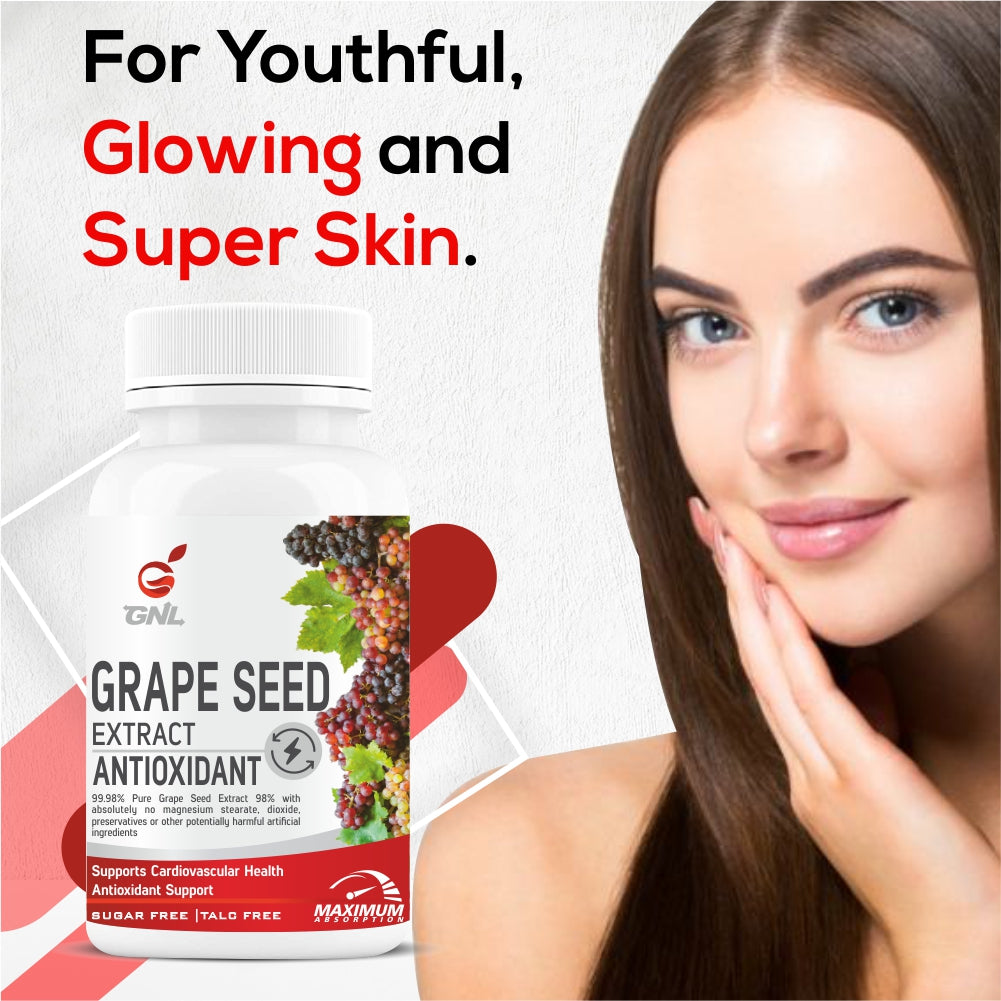 GNL Grape Seed Extract-Standardized to 95% Polyphenols, 800 mg per serving, Phytonutrient Antioxidant Support -60 Capsule