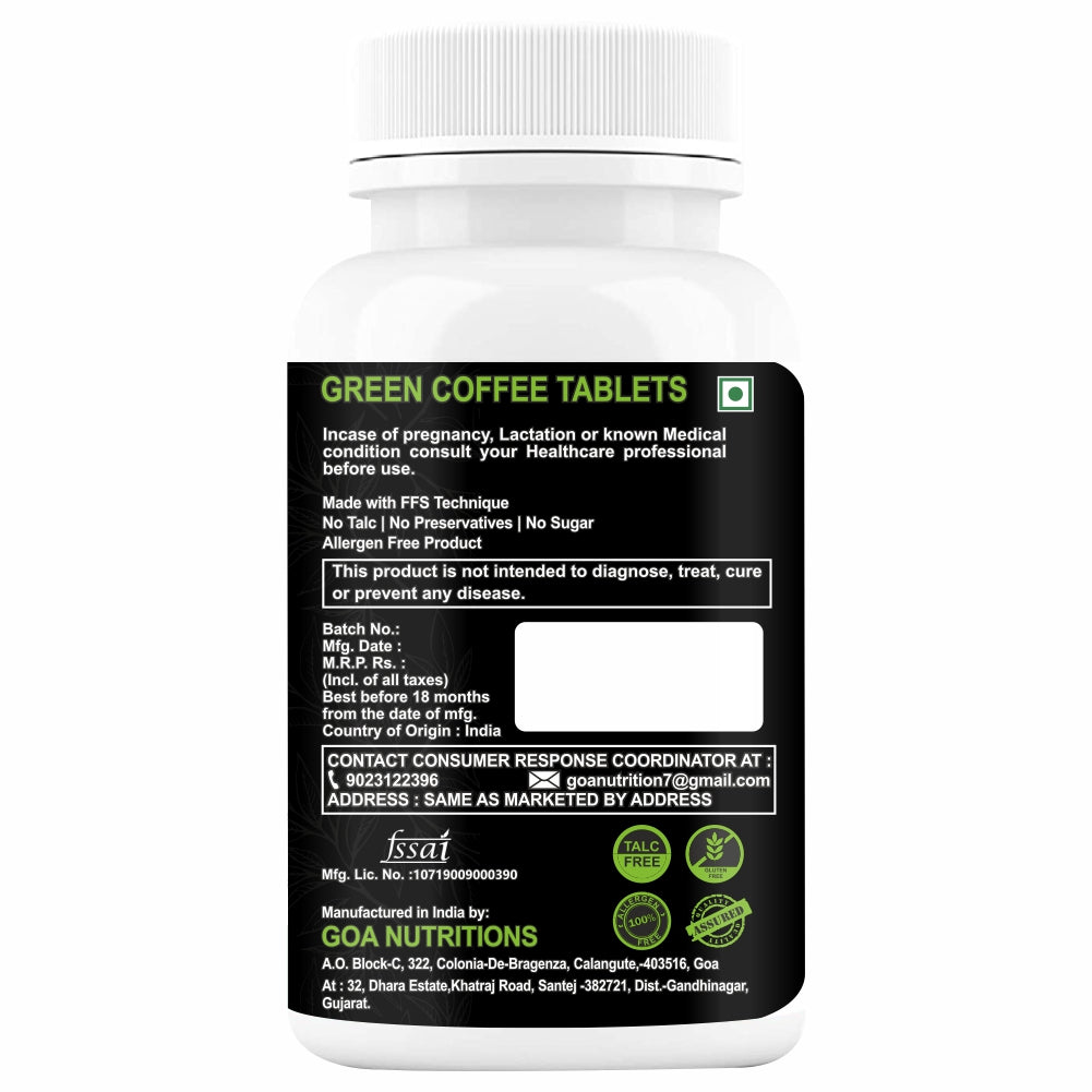 GOA NUTRITIONS Green Coffee Beans For weight loss 60 Tablets