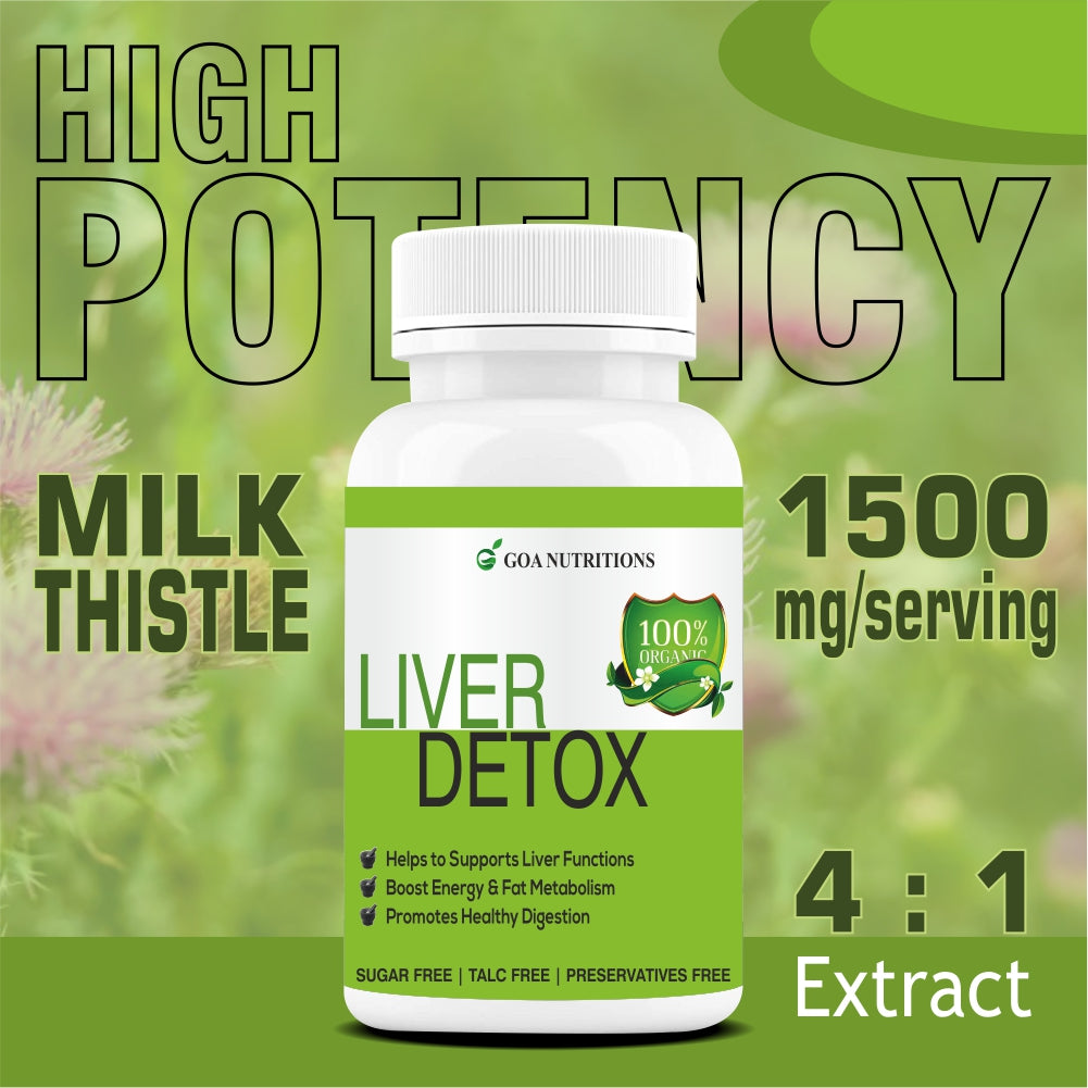 GOA NUTRITIONS Liver Detox Supplement. Milk Thistle Tablets - 60 Tablets