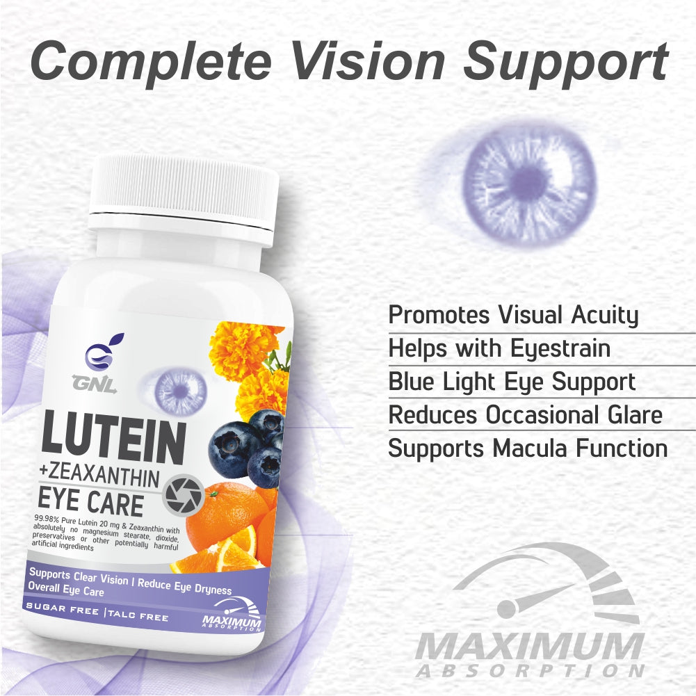 GNL Vitamin A Capsules For Eyes With Lutein, Zeaxanthin & omega 3 Supplements Improving For Eye Health, Vision - 60 Capsule