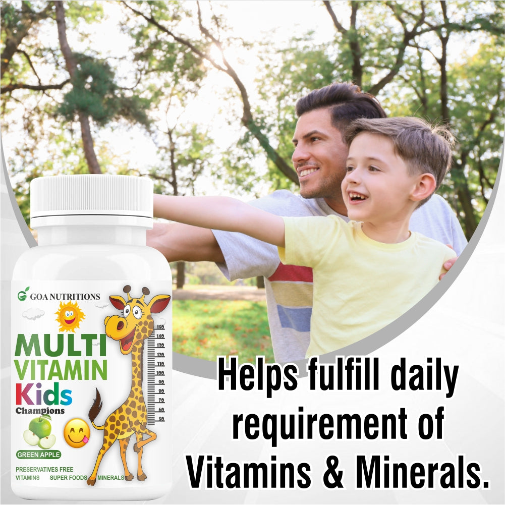 GOA NUTRITIONS Multivitamin For Kids Green Apple Flavour 60 Chewable Tablets