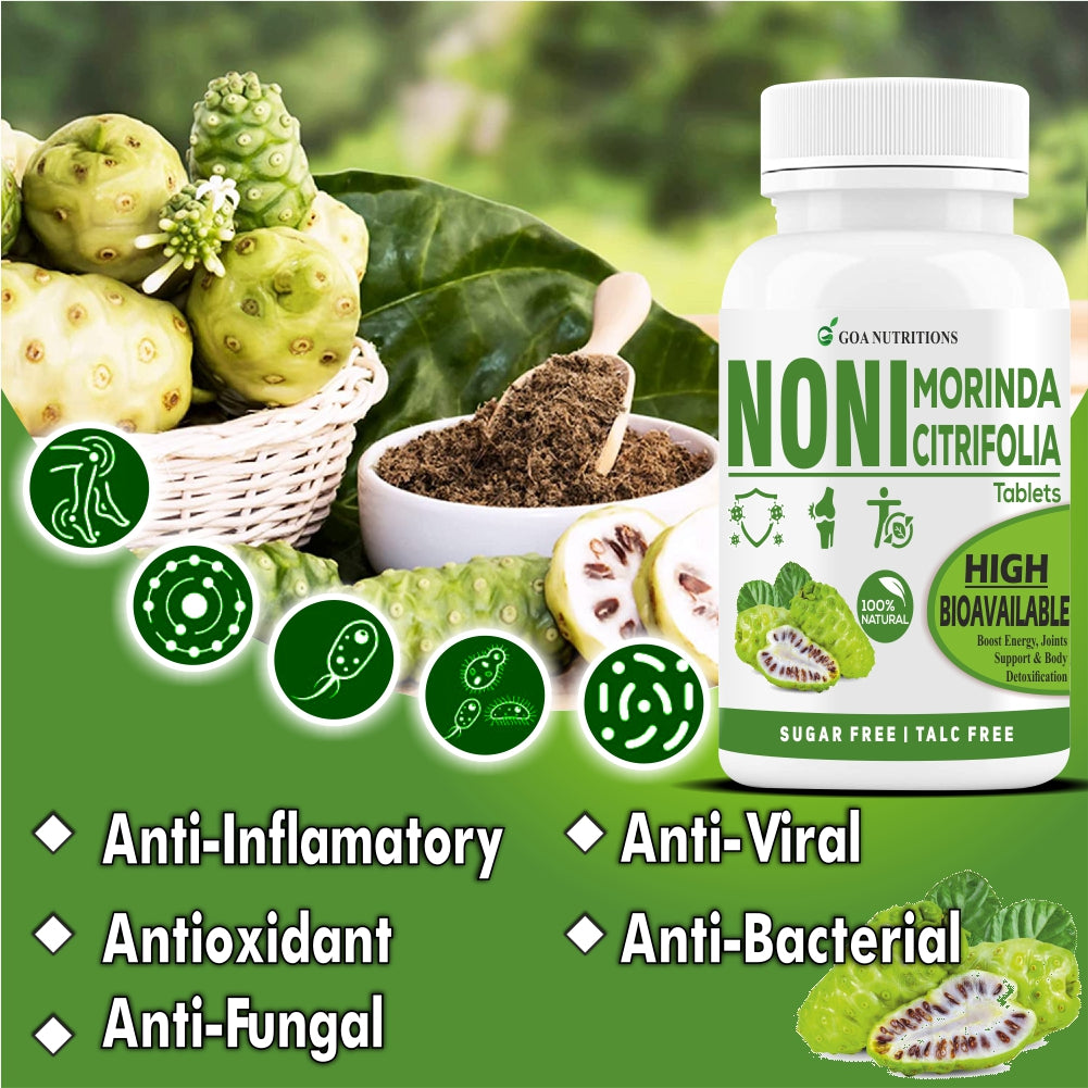 GOA NUTRITIONS Noni Juice Tablets Fat and Energy Metabolism Booster, Antioxidant 60 Tablets