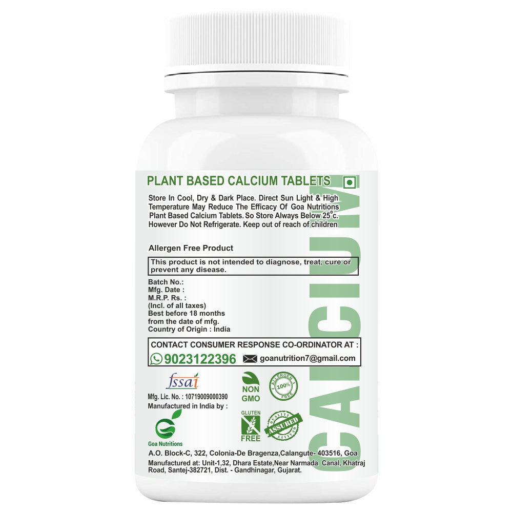 GOA NUTRITIONS Calcium Tablets For Men Women Bone Health & Joint Support 120 Tablets