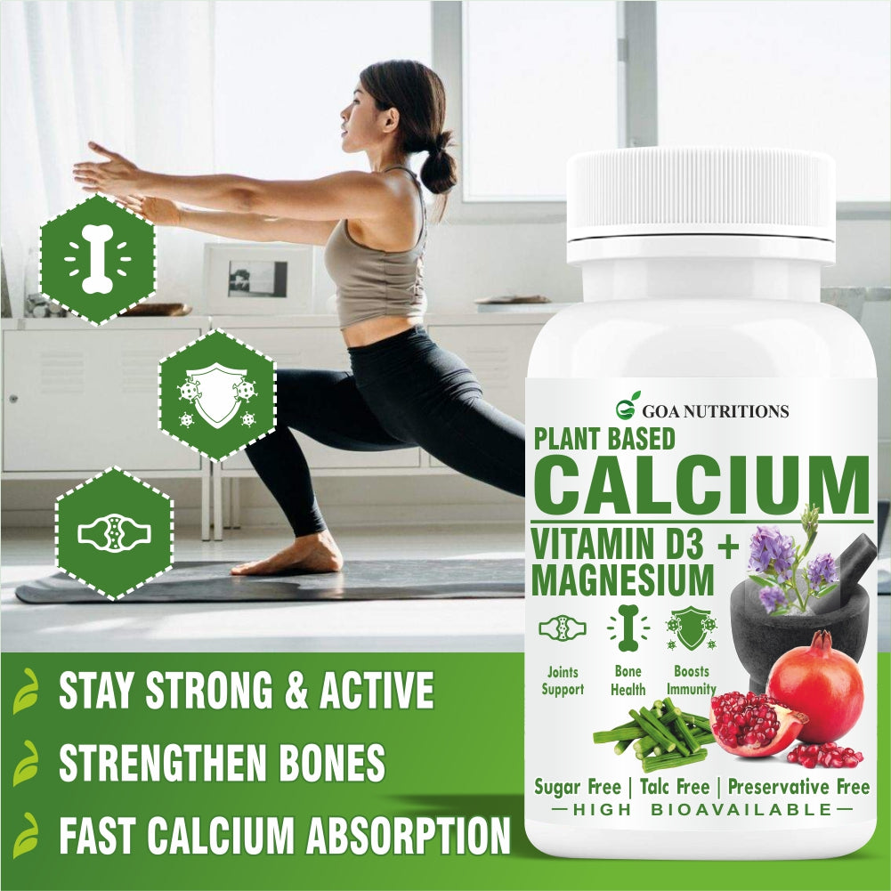 GOA NUTRITIONS Calcium Tablets For Men Women Bone Health & Joint Support 120 Tablets