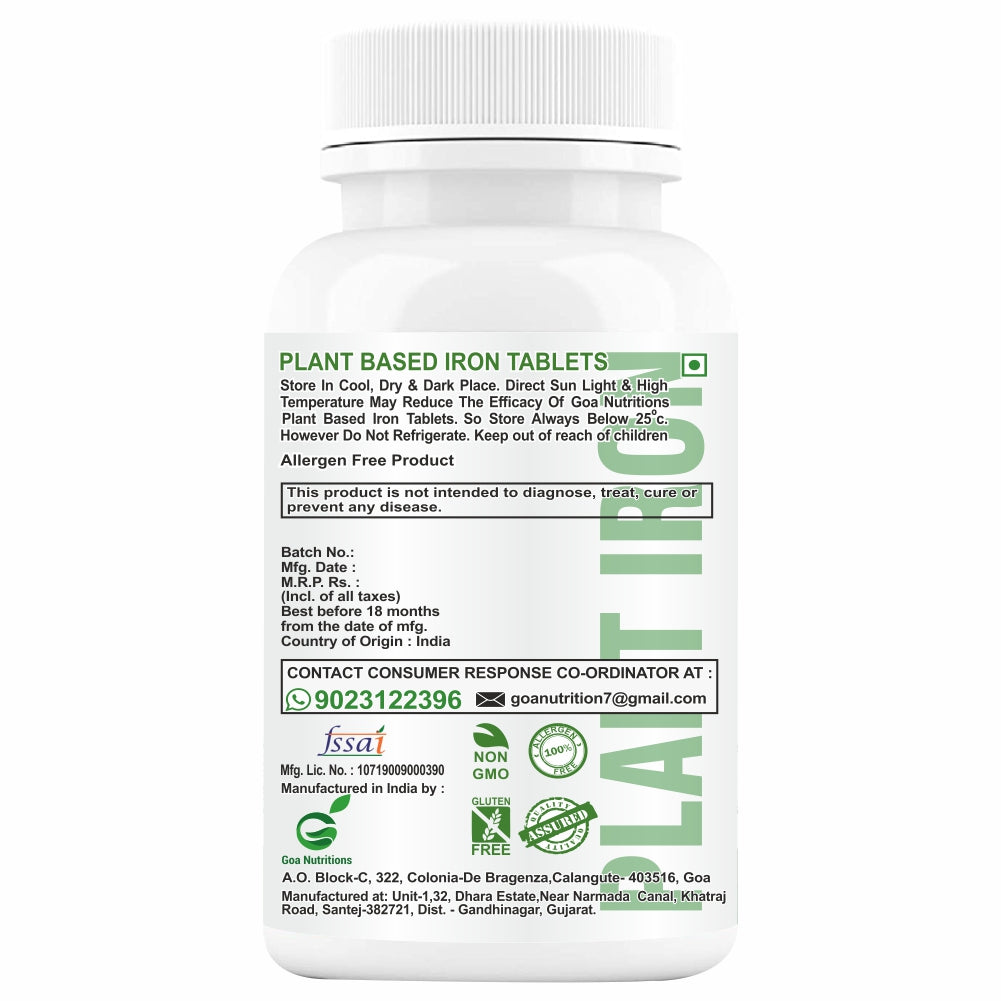 Goa Nutritions Plant Based Iron Supplement 120 Tablets