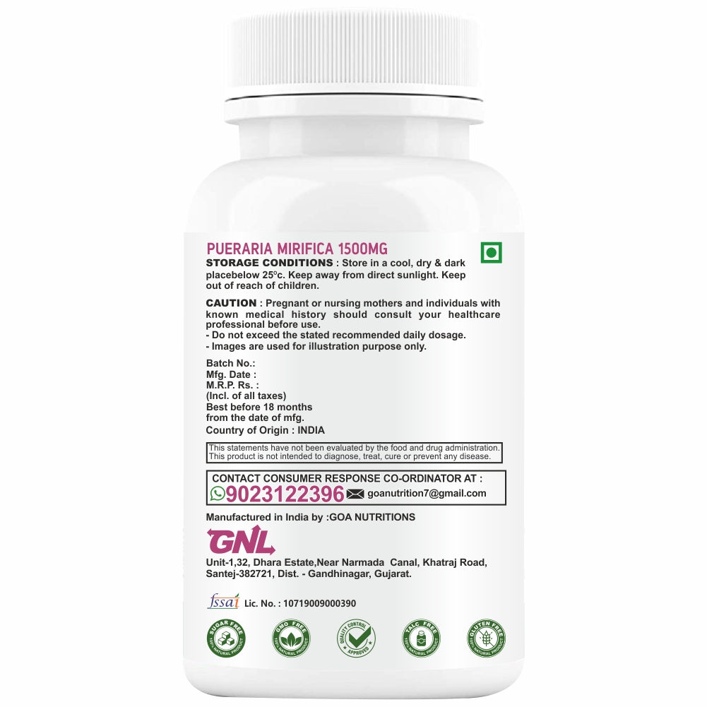 GNL Mass Gainer For Women With Pueraria Mirifica, Vitamin C, Hydrolyzed Protein Powder To Help Support Increase in Weight gain-60 Capsules