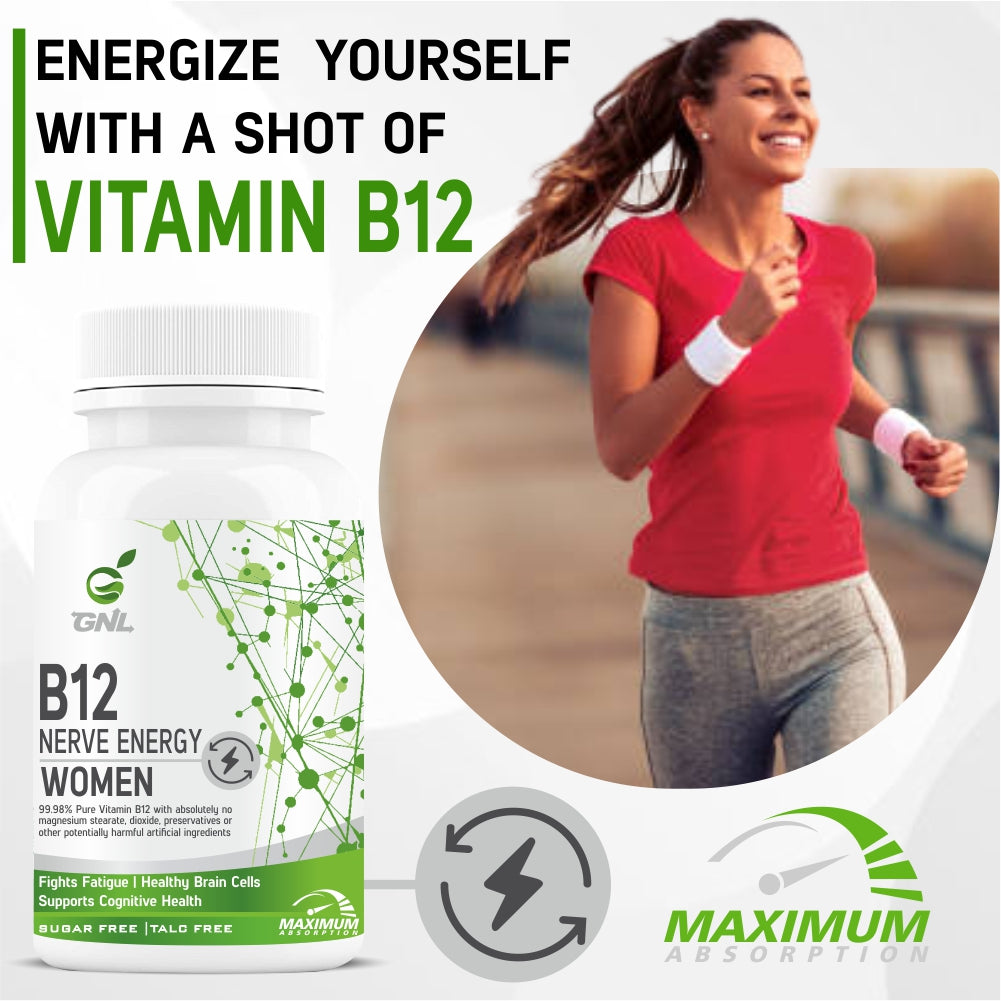 GNL Vitamin B12 Supplements For Women With Absorption Enhancers -30 Capsules