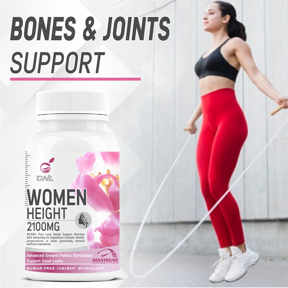 GNL Height Increase Medicine For Women With EAA, Minerals, Super Foods To Help Support Increasing Long Growth, Looks, And Strong Bones -60 Capsules