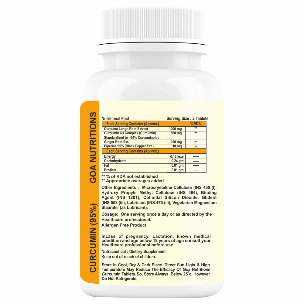 GOA NUTRITIONS Curcumin With Piperine Turmeric Tablets -120 Tablet