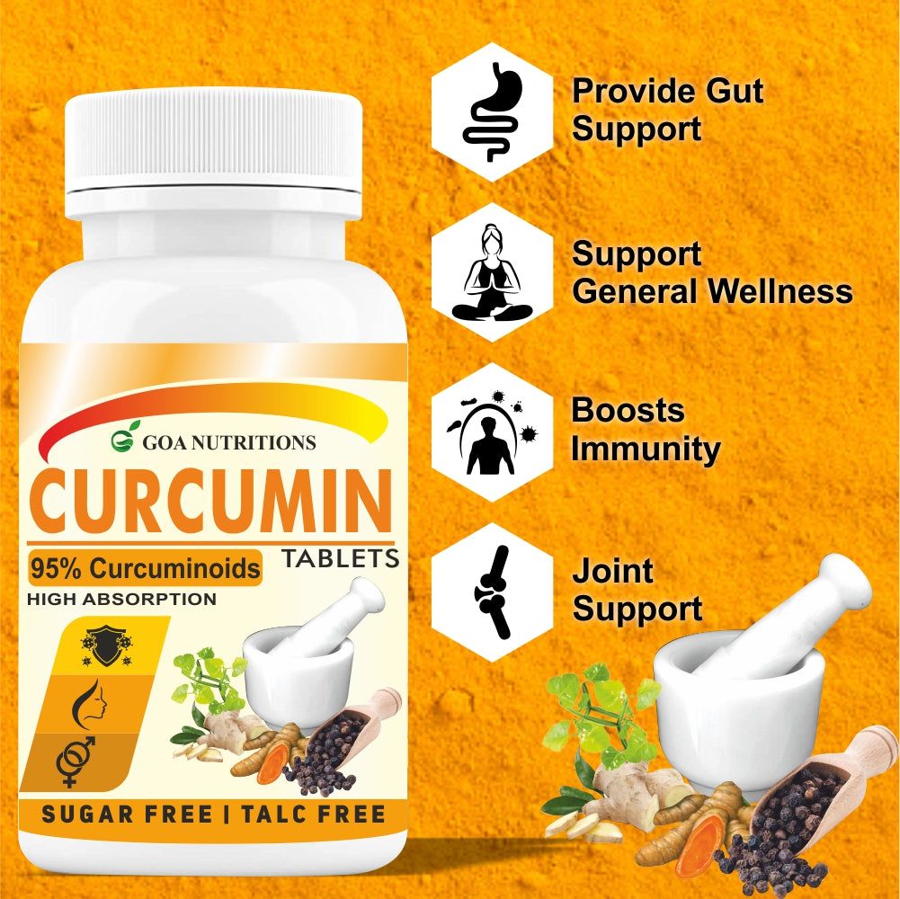 GOA NUTRITIONS Curcumin With Piperine Turmeric Tablets -120 Tablet