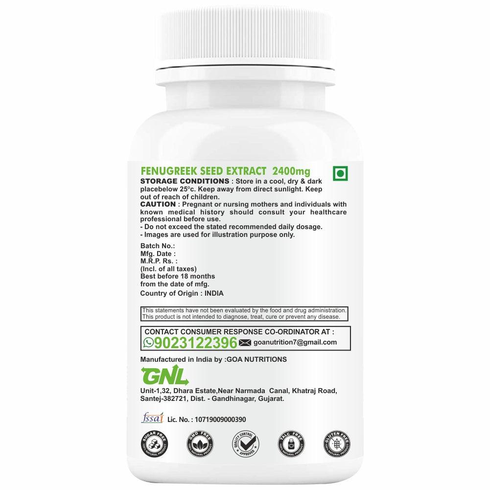 GNL Fenugreek Seed Extract Supplement 2400 mg -120 Capsules - Image #3