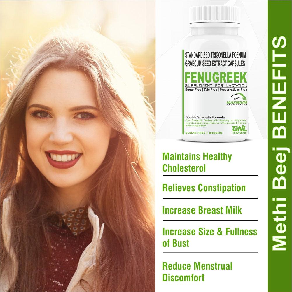 GNL Fenugreek Seed Extract Supplement 2400 mg -120 Capsules - Image #7