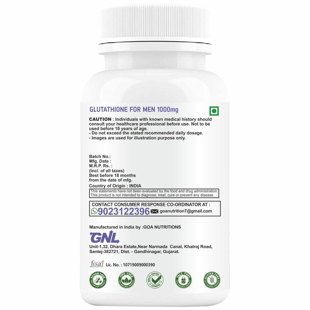 GNL Glutathione Tablets 1000mg For Men With Absorption Enhancers For Skin Whitening-60 Tablets - Image #3