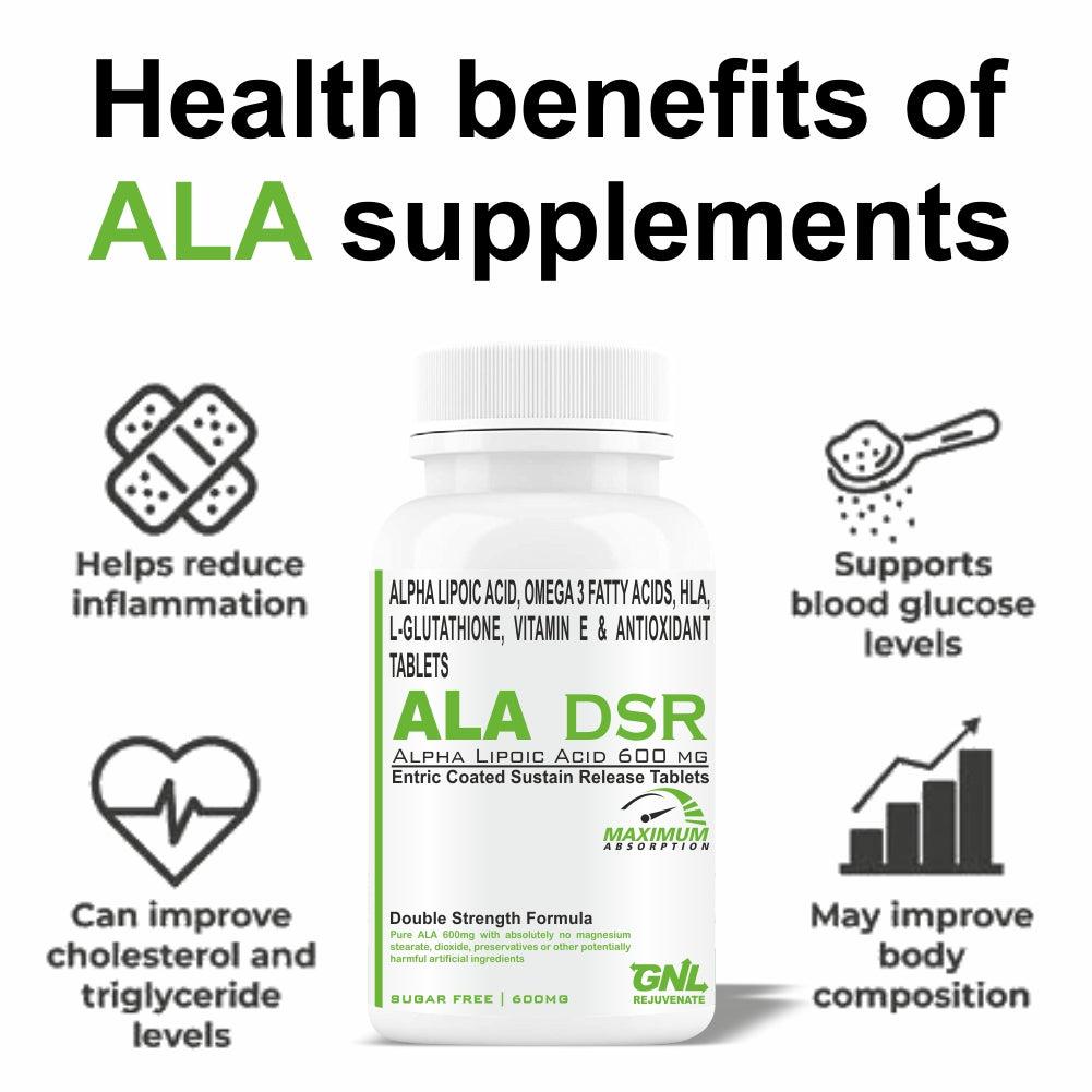 GNL Alpha Lipoic Acid 600mg Support To Boost Liver Function, Healthy Heart, Brain & Blood Sugar Levels -60 Tablets - Image #4